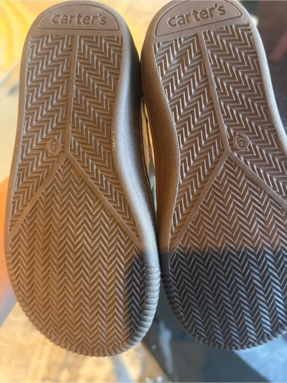 Carter's White and Tan Kids Velcro Sneakers